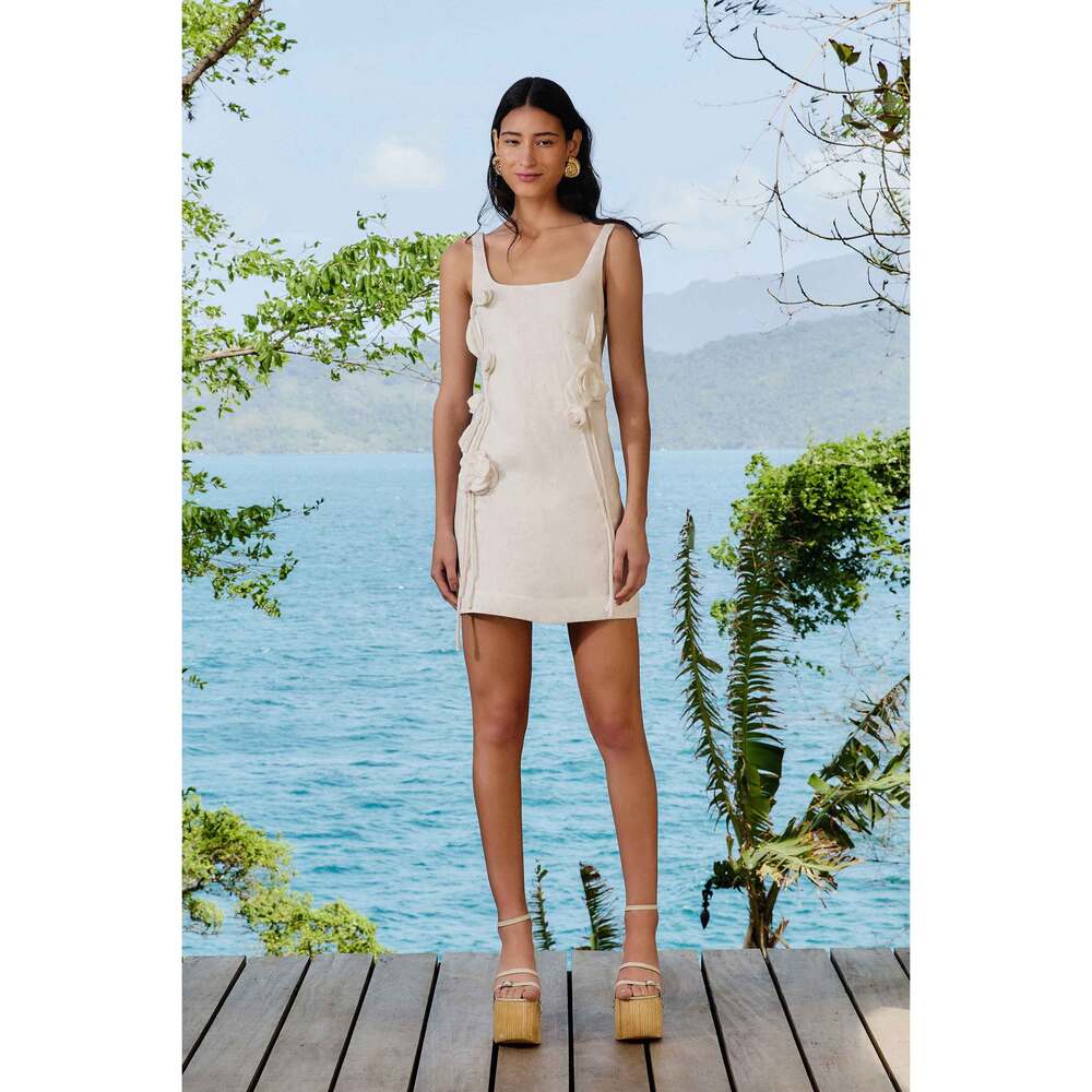 Off-White Sleeveless Euroflax™ Premium Linen Mini Dress